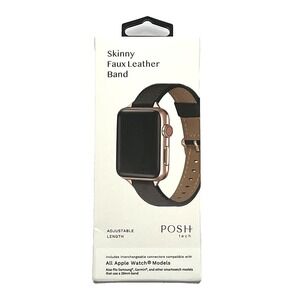 POSH Tech Skinny Faux Leather Band for Apple Watch 38mm 40mm 41mm – New Sealed